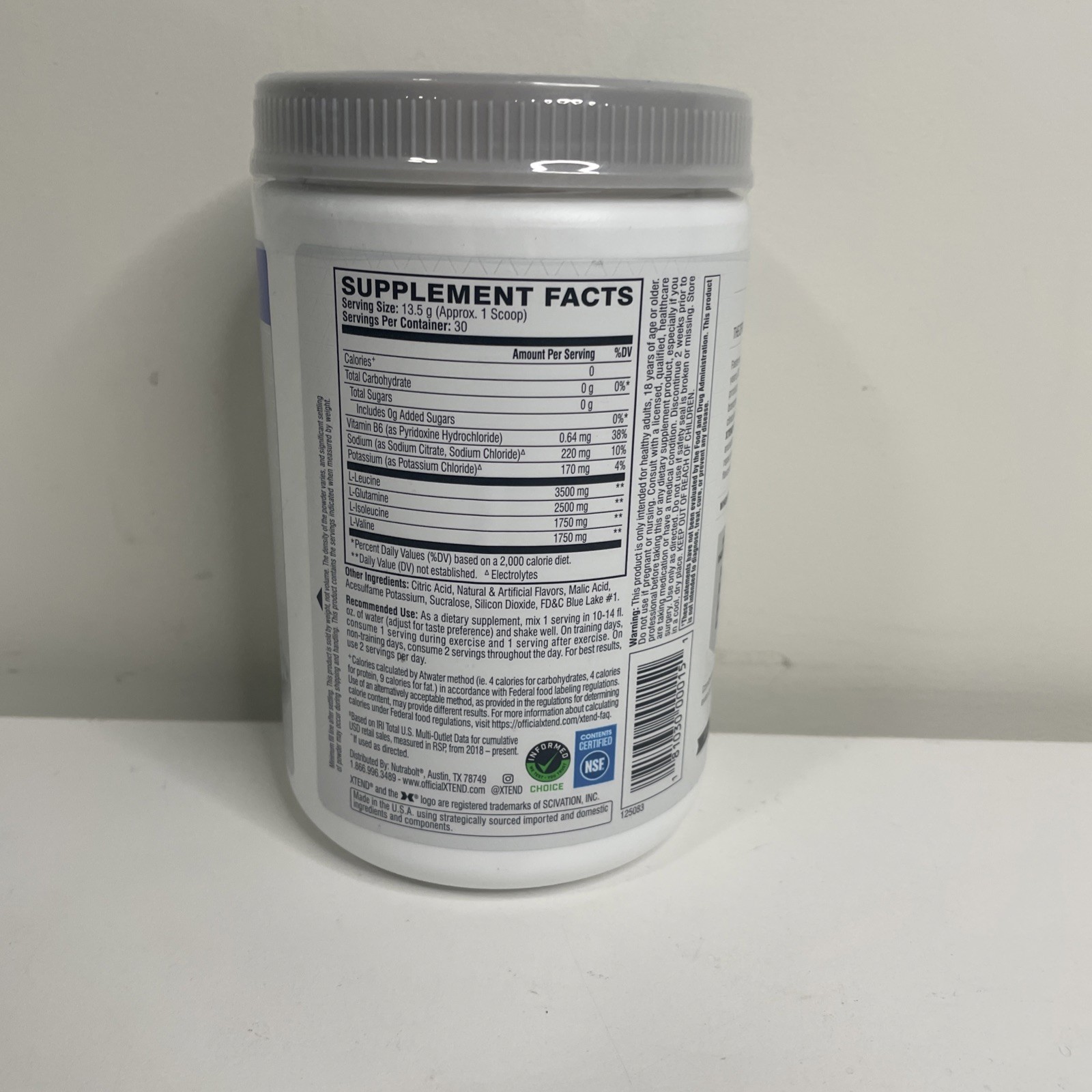XTEND Original BCAA Powder 7g BCAA 2.5g L-Glutamine, Sugar Free Exp 07/26