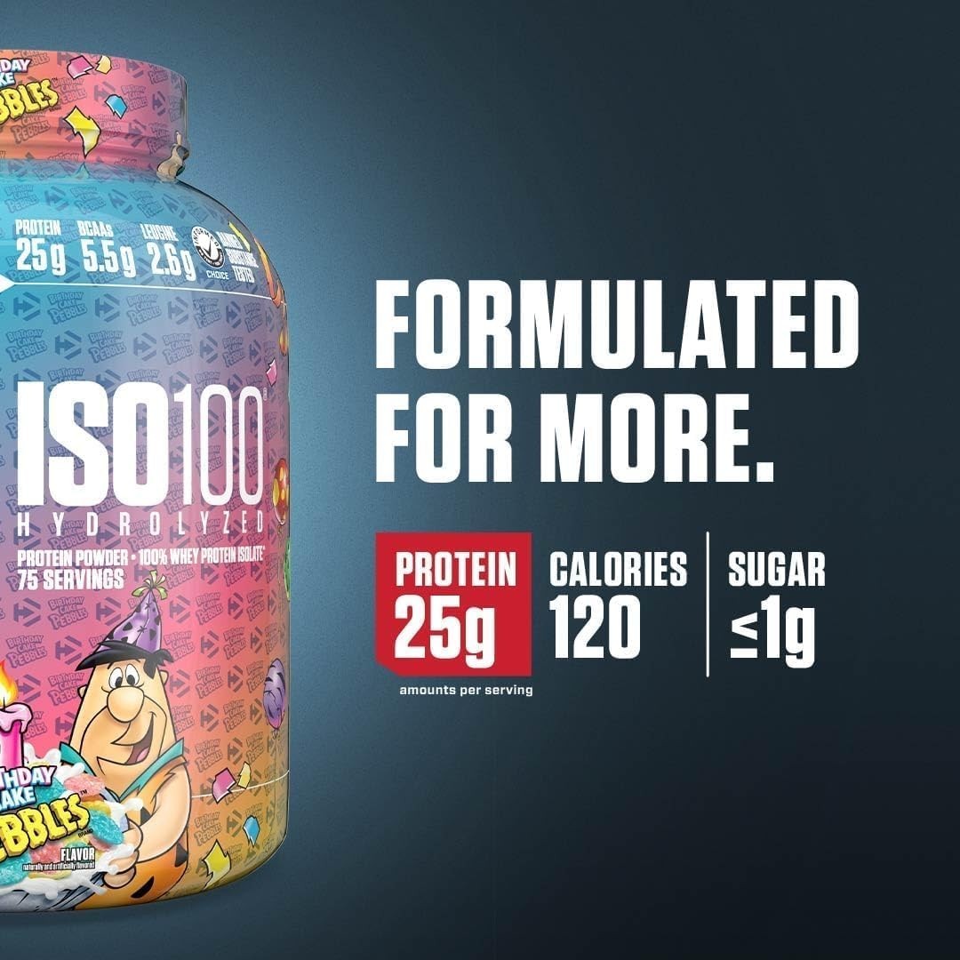 Dymatize x Birthday Cake Pebbles ISO100 Whey Protein Powder Isolate, 20 Servings