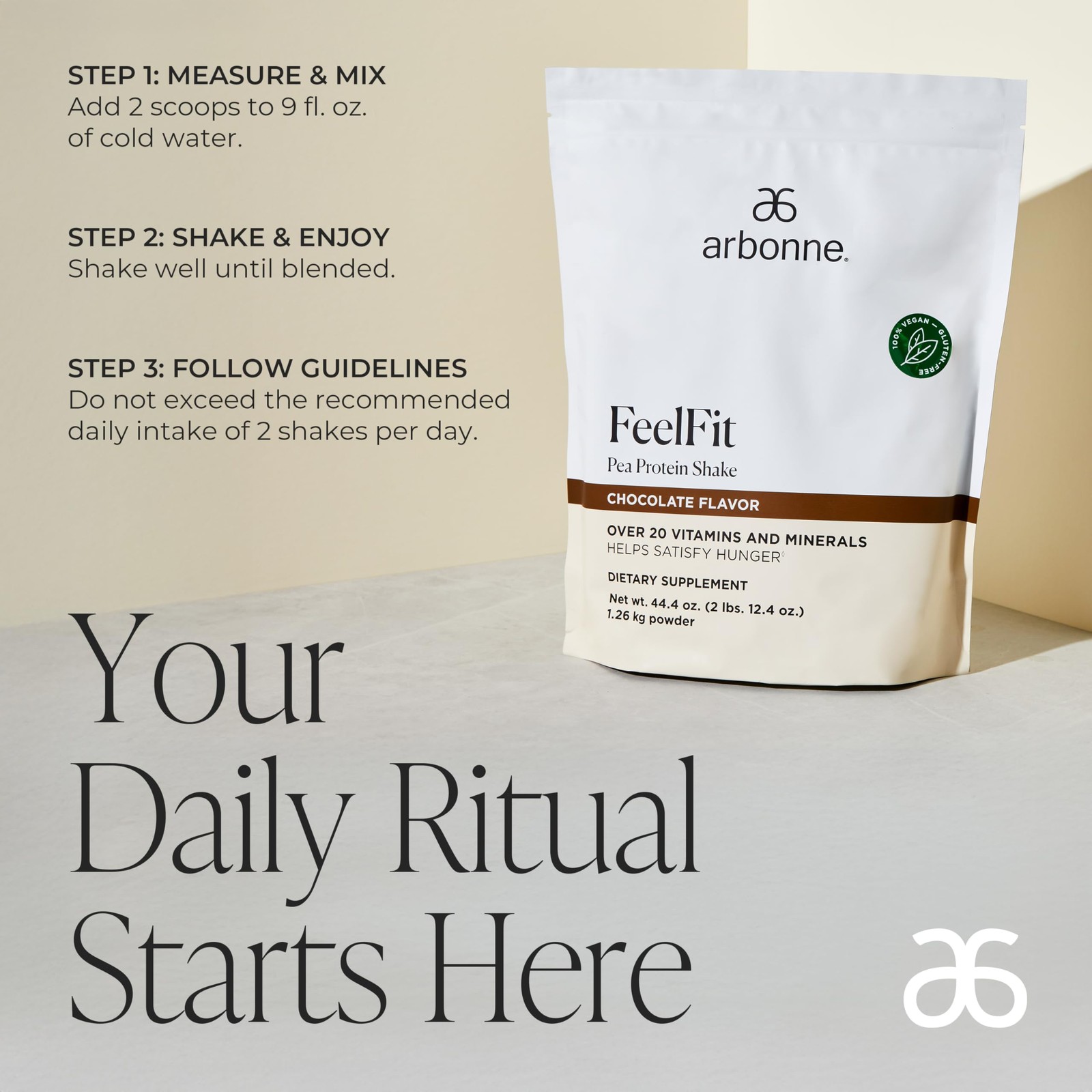 Arbonne Feelfit Pea Protein Shake – Daily Supplement Powder Vegan Protein For