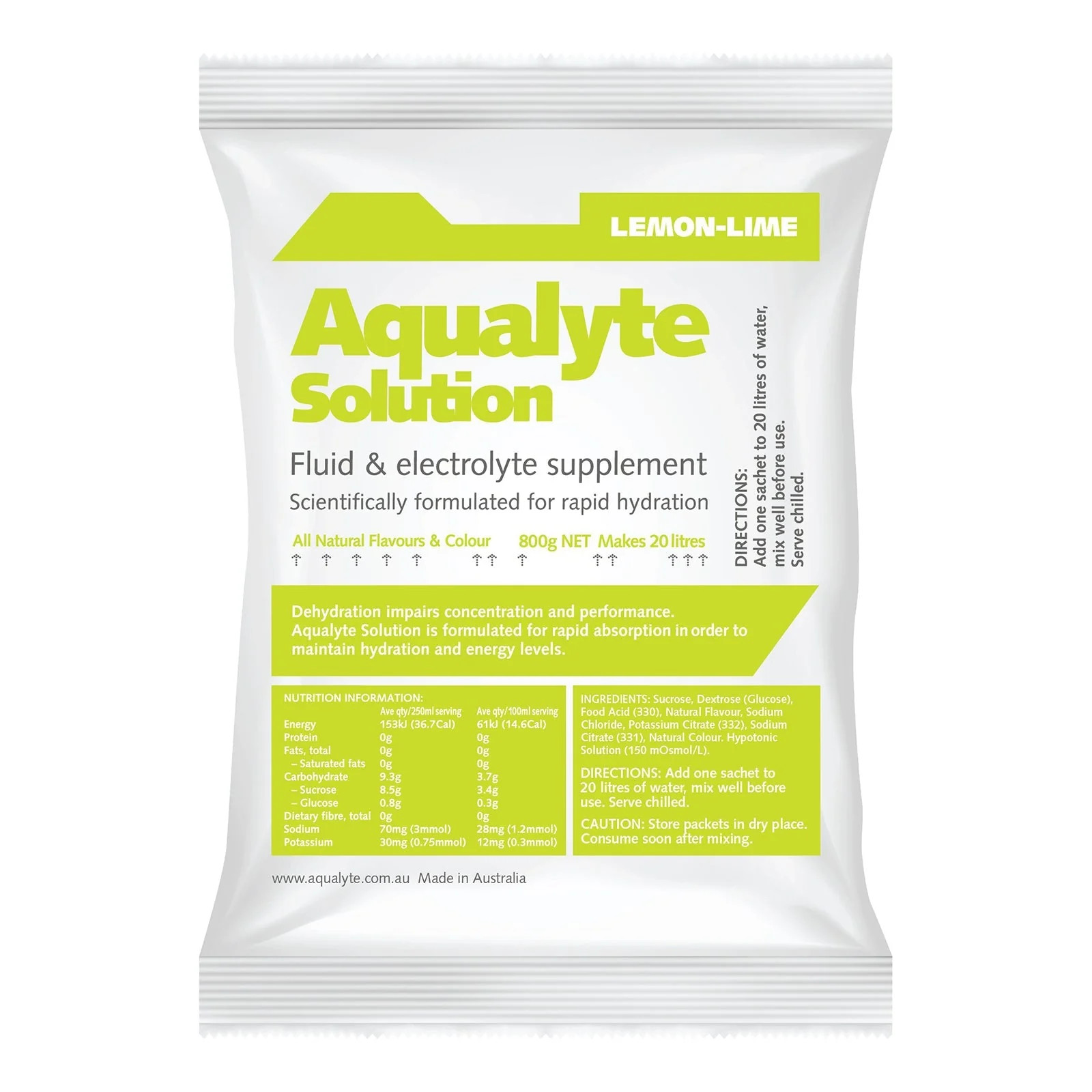 Aqualyte Lemon Lime Flavour Electrolyte Sachets – 800g (Box of 5)