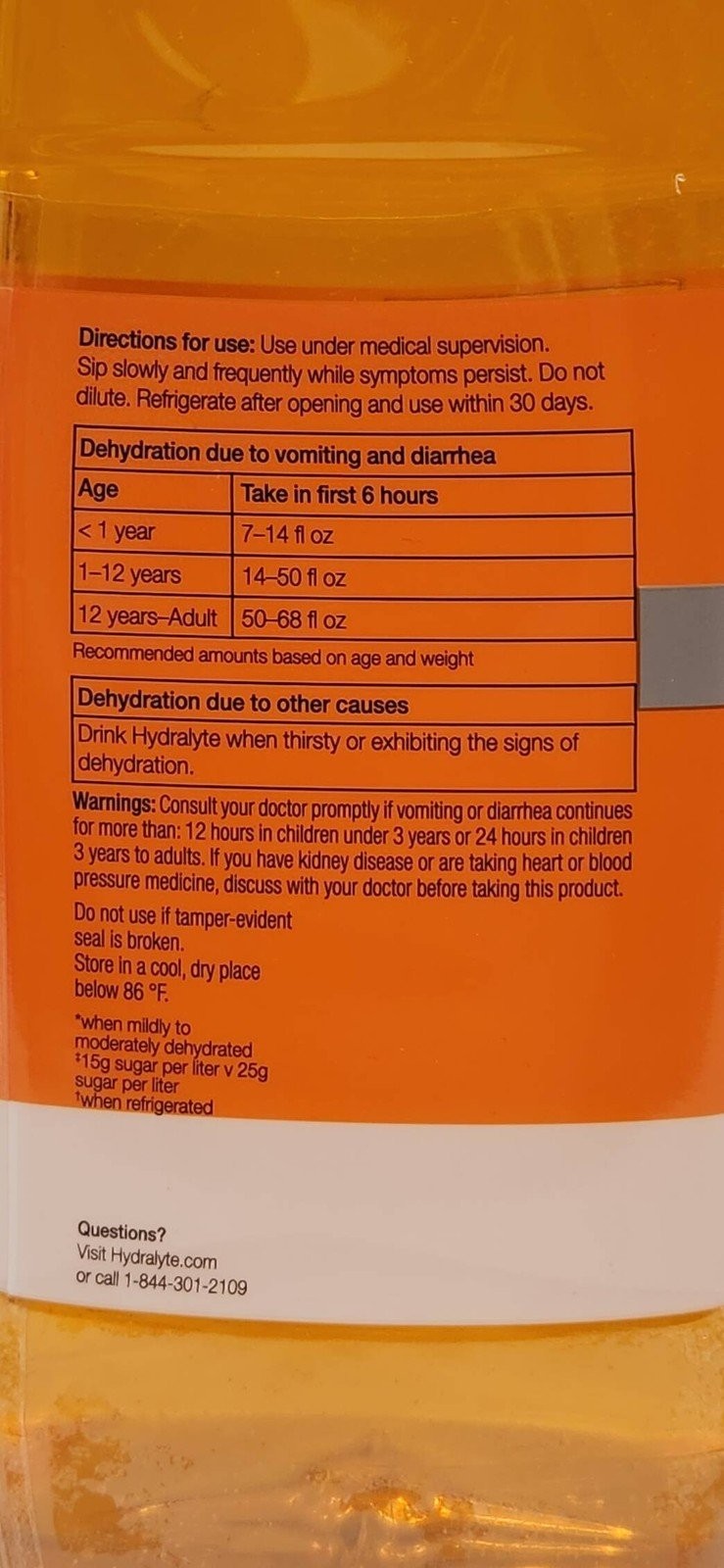 Hydralyte Advanced Hydration – Orange Flavor – 1 Liter (33.8 fl oz)