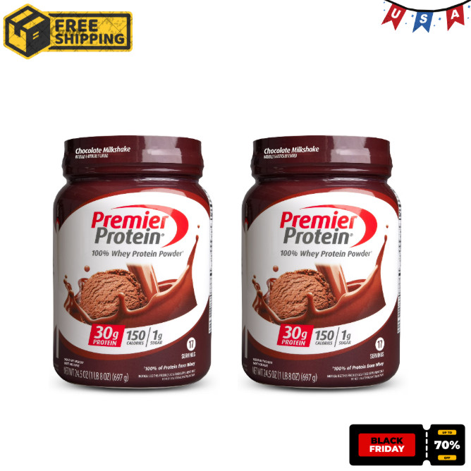 2P Premier Protein 100% Whey Protein Powder, Chocolate Milkshake, 1.5 lb