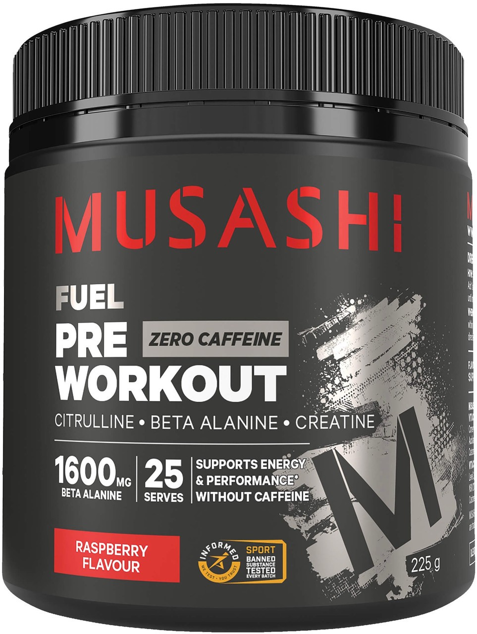 Musashi Pre-Workout Zero Caffeine 225g Raspberry