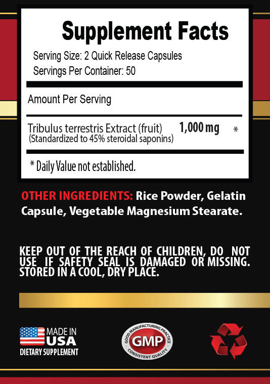 Muscle Mass Gainer – TRIBULUS TERRESTRIS 1000mg natural 2 Bottles 200 Capsules