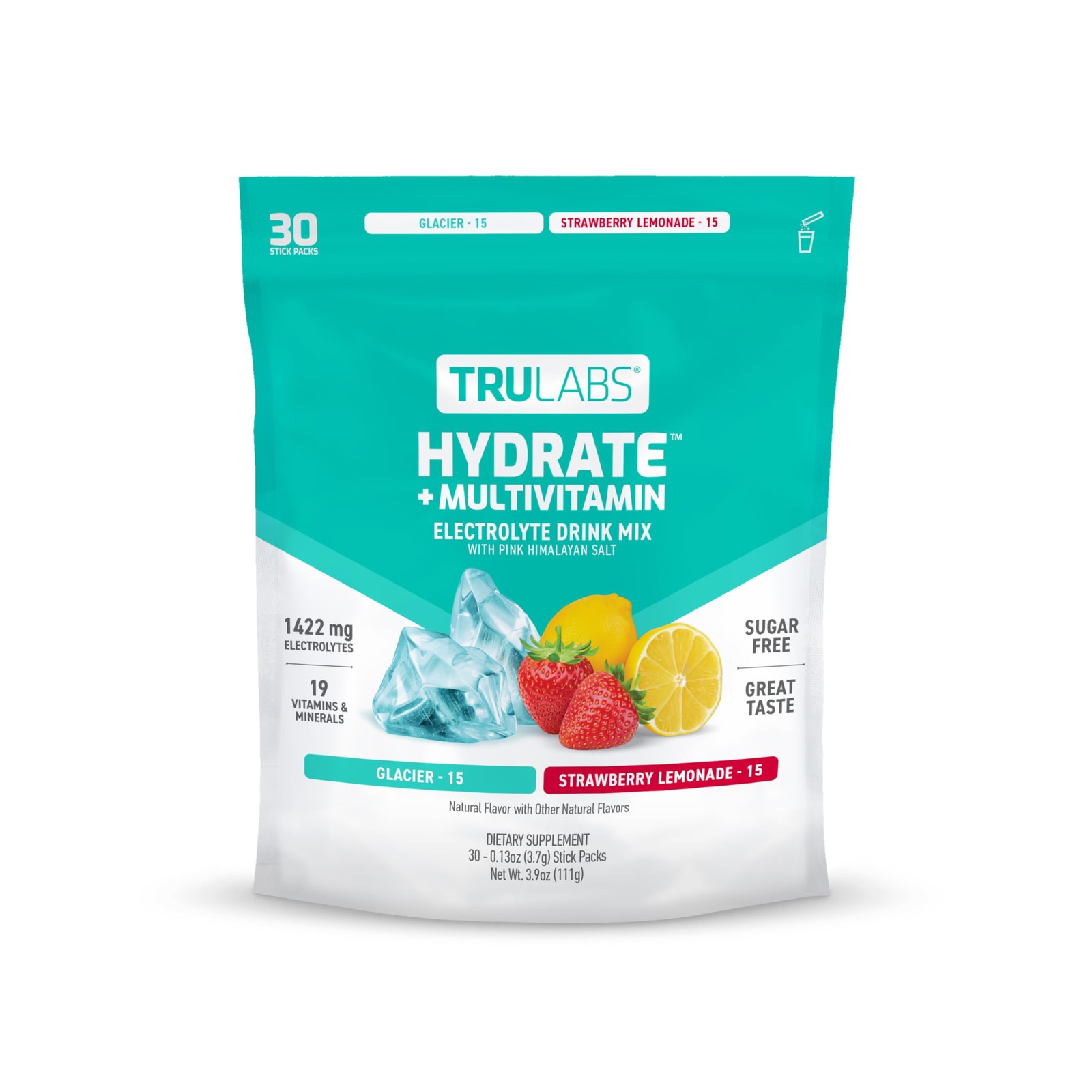 TRULABS Hydrate + Multivitamin 30ct – Glacier & Strawberry Lemonade – Sugar-Free