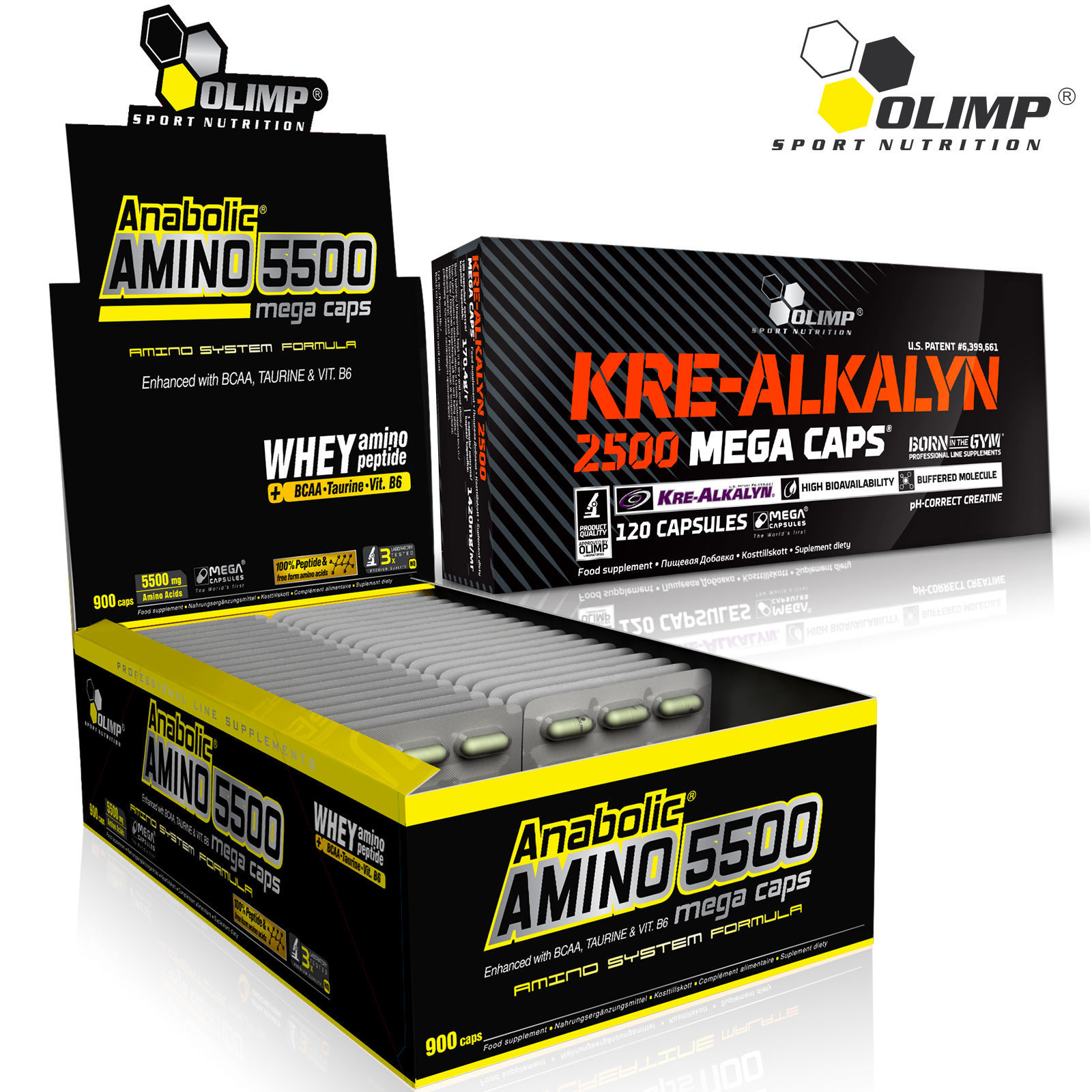 Amino Acids 5500 + Kre-Alkalyn 60-180 Caps. Protein Pills BCAA Creatine Anabolic