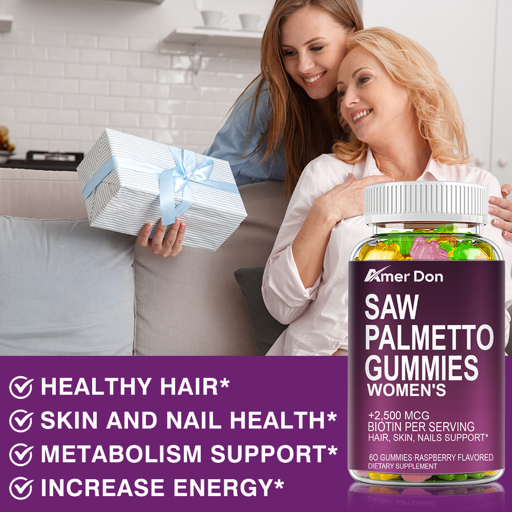 Biotin Gummies for Women – Saw Palmetto Gummies – Gluten-Free, Gelatin-Free