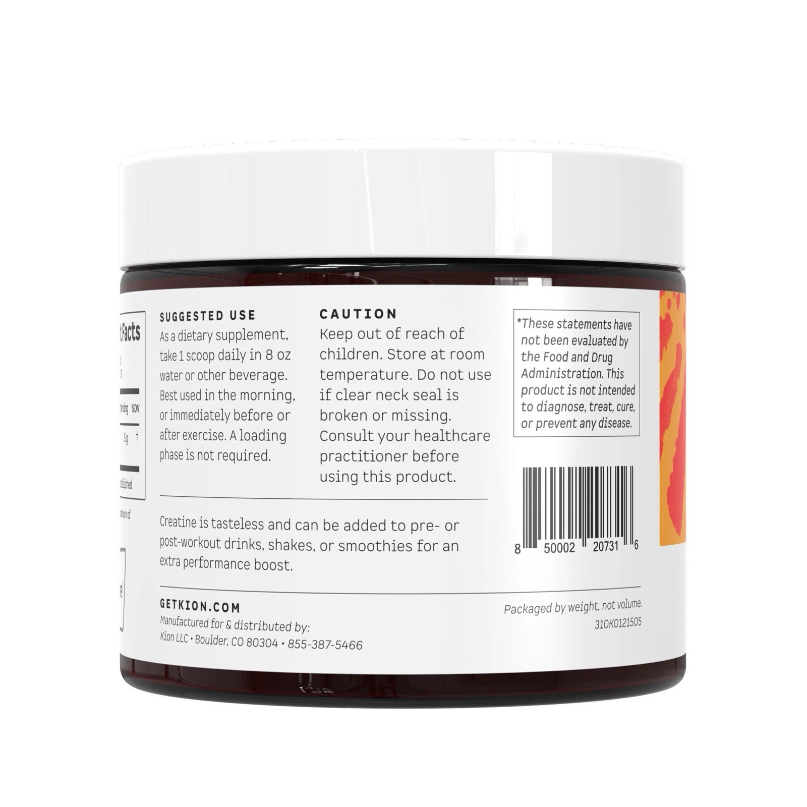 Kion Creatine Monohydrate Powder Unflavored 5.29 oz (150g) 30 Servings