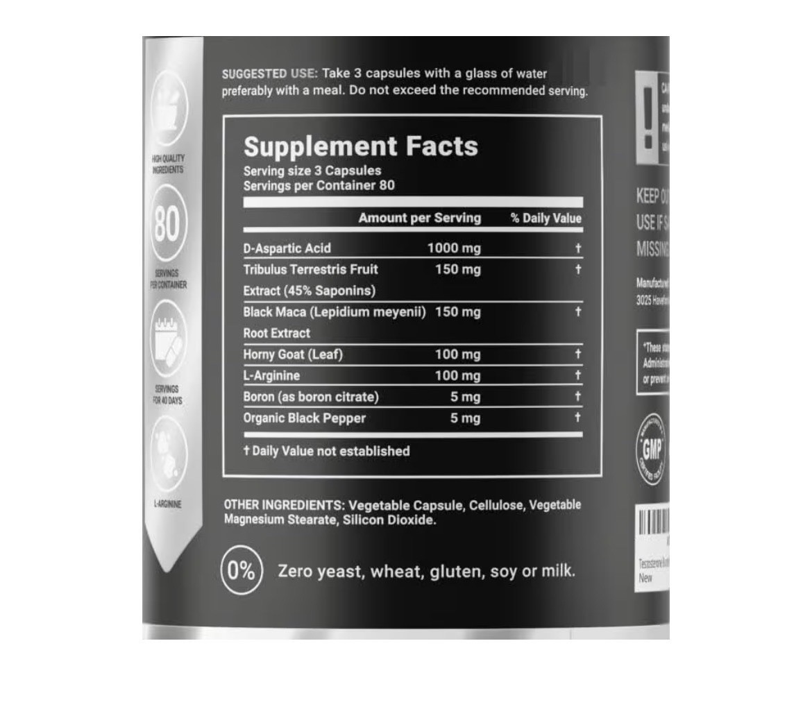 Testosterone Booster Supplement For Men-Stamina, Endurance, Muscle Growth 240cps