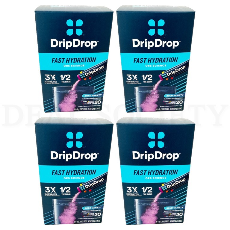 DripDrop Fast Hydration Electrolyte Mix Bold Variety 20 Count Each Lot of 4