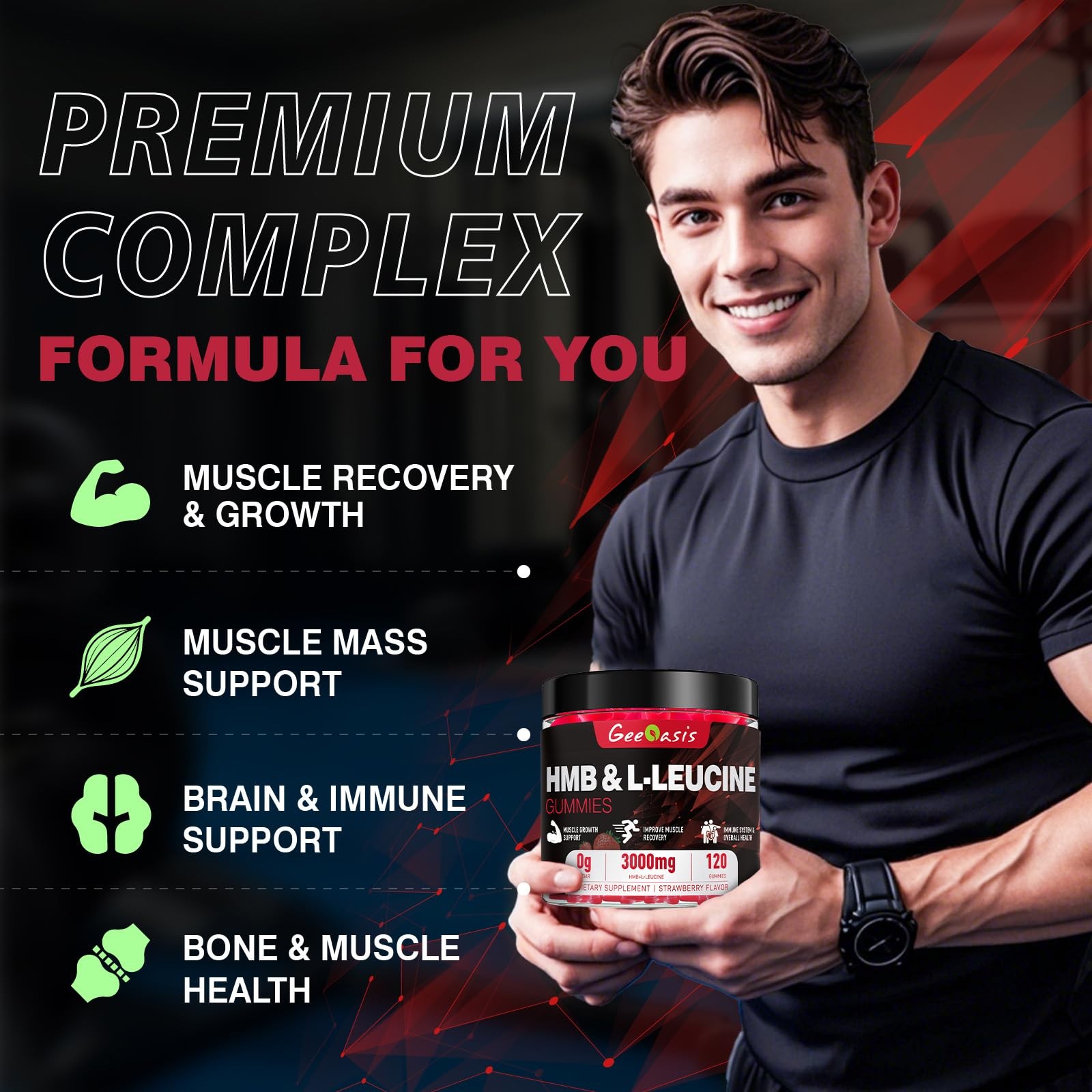 HMB and LLeucine Gummies, Chewable HMB Amino Acid and Leucine Supplement for …