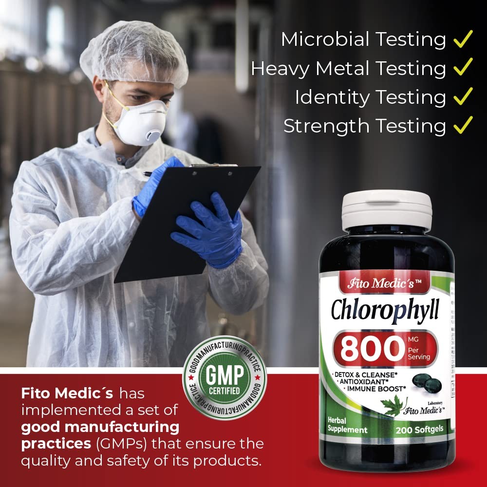 FITO MEDIC’S Lab – Chlorophyll – Pure – 800 mg per 200 Count (Pack of 1)