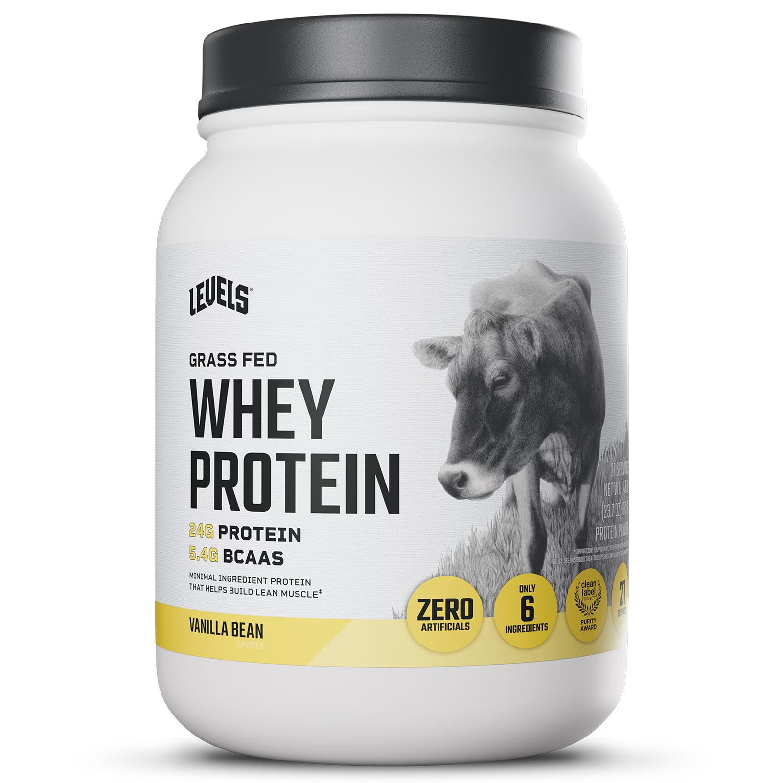 Grass Fed Whey Protein Powder, No Artificials, 24G of Protein, Vanilla Bean, 1.4