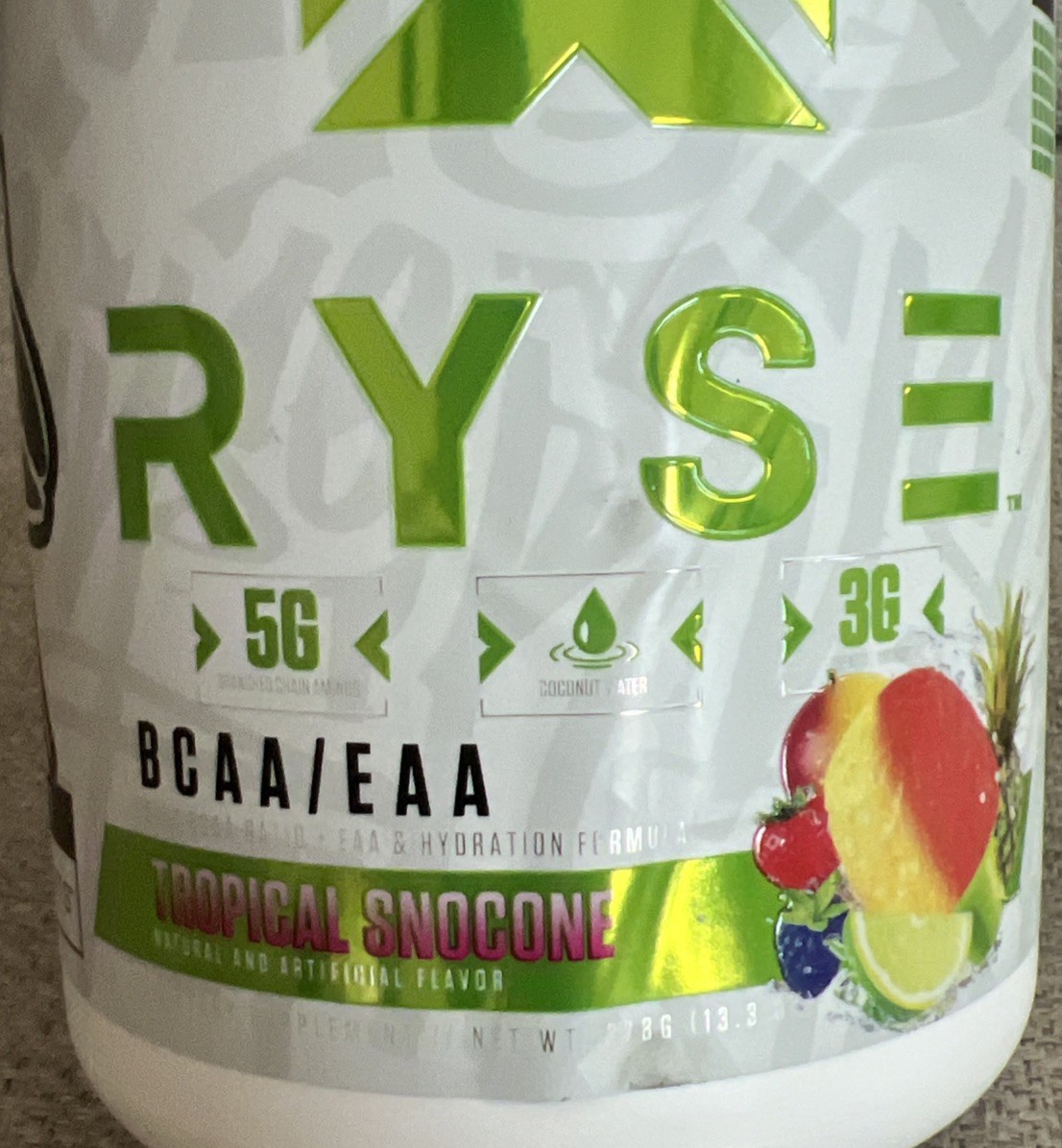 Ryse BCAA/EAA, Tropical Snocone, 13.3 oz (378 g) Amino Acids Sugar Free Exp 1/27