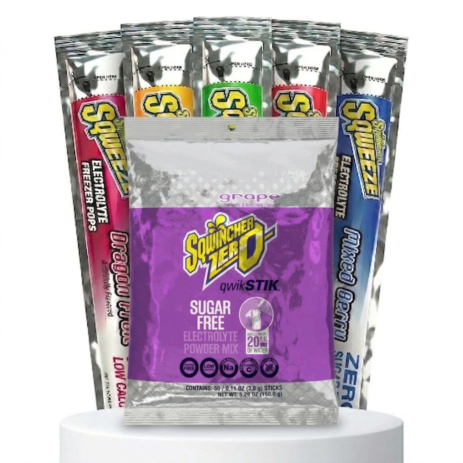 Sqwincher Bundle: (50) Grape Zero Qwik Stiks (20oz Yield) & (50) Sqweeze…