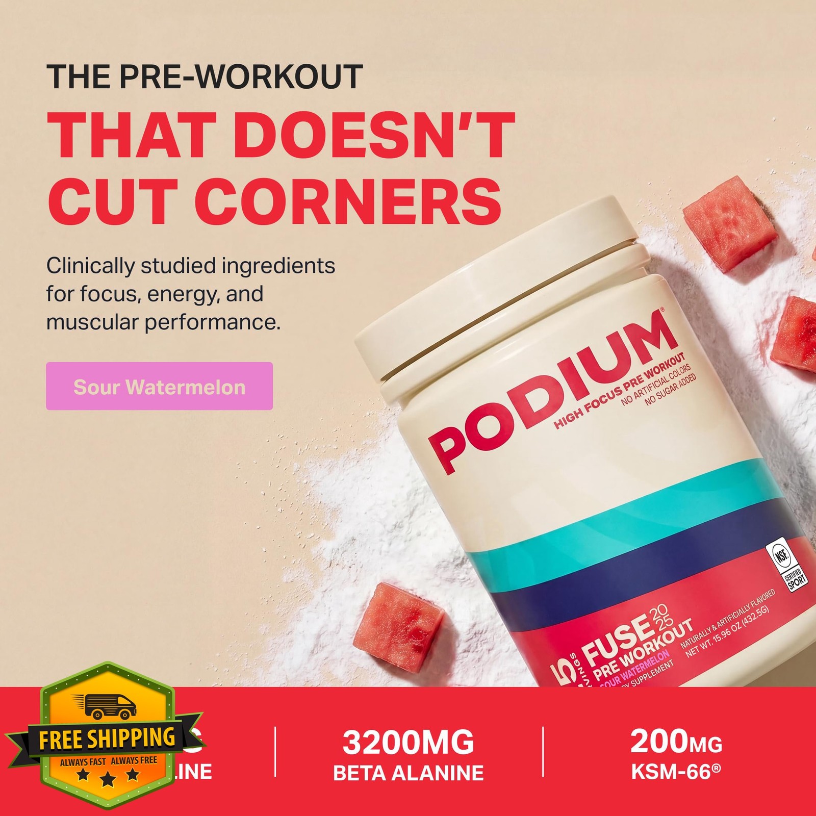Podium Nutrition Fuse Pre Workout Sour Watermelon