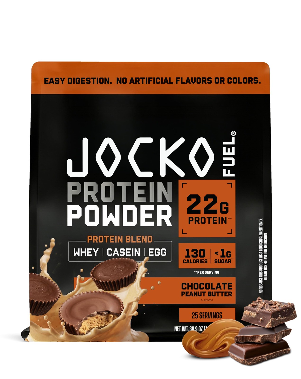 Jocko Fuel Whey Protein Powder, Chocolate Peanut Butter, 22g Protein, Digesti…