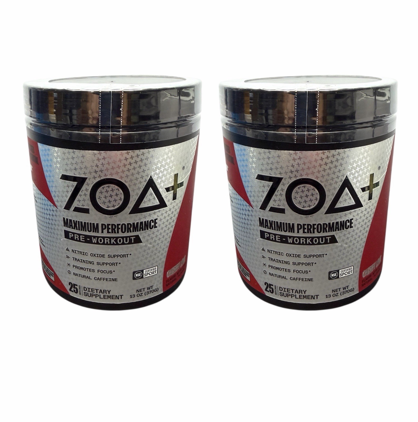 2CT: ZOA+ Zero Sugar PRE-WORKOUT Pwder CHERRY LIME NSF-CERTIFIED SPORT 13oz CAFF