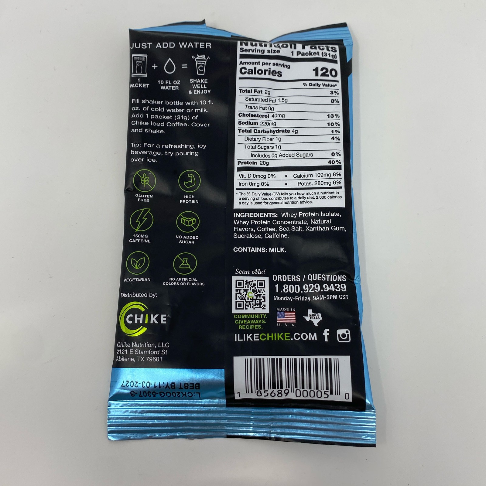Chike Protein Iced Coffee Original Espresso & Cream 1.09oz Packet