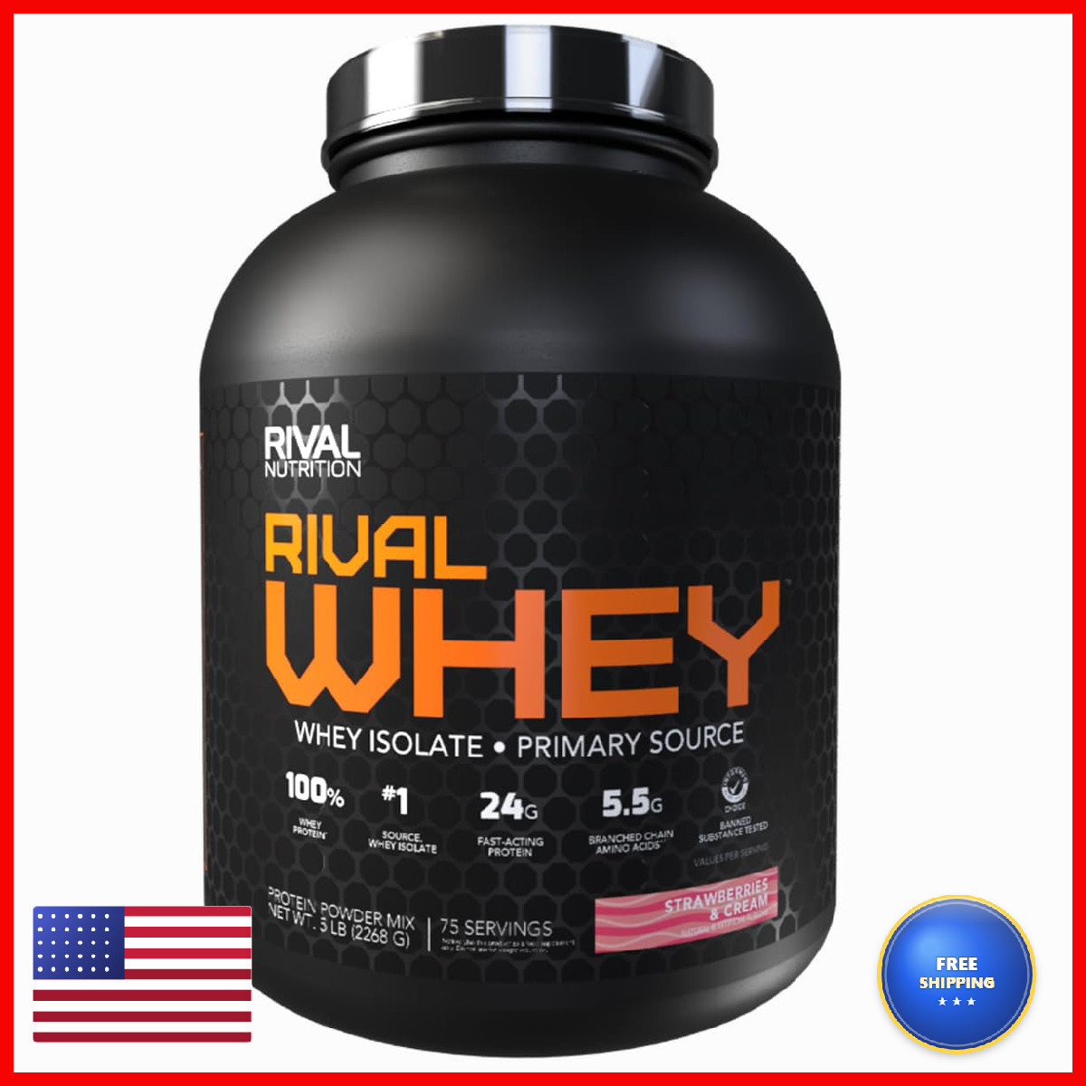 Rival Nutrition Rival Whey Protein Powder 5 Lb 75 Servings I 100 Of Protein