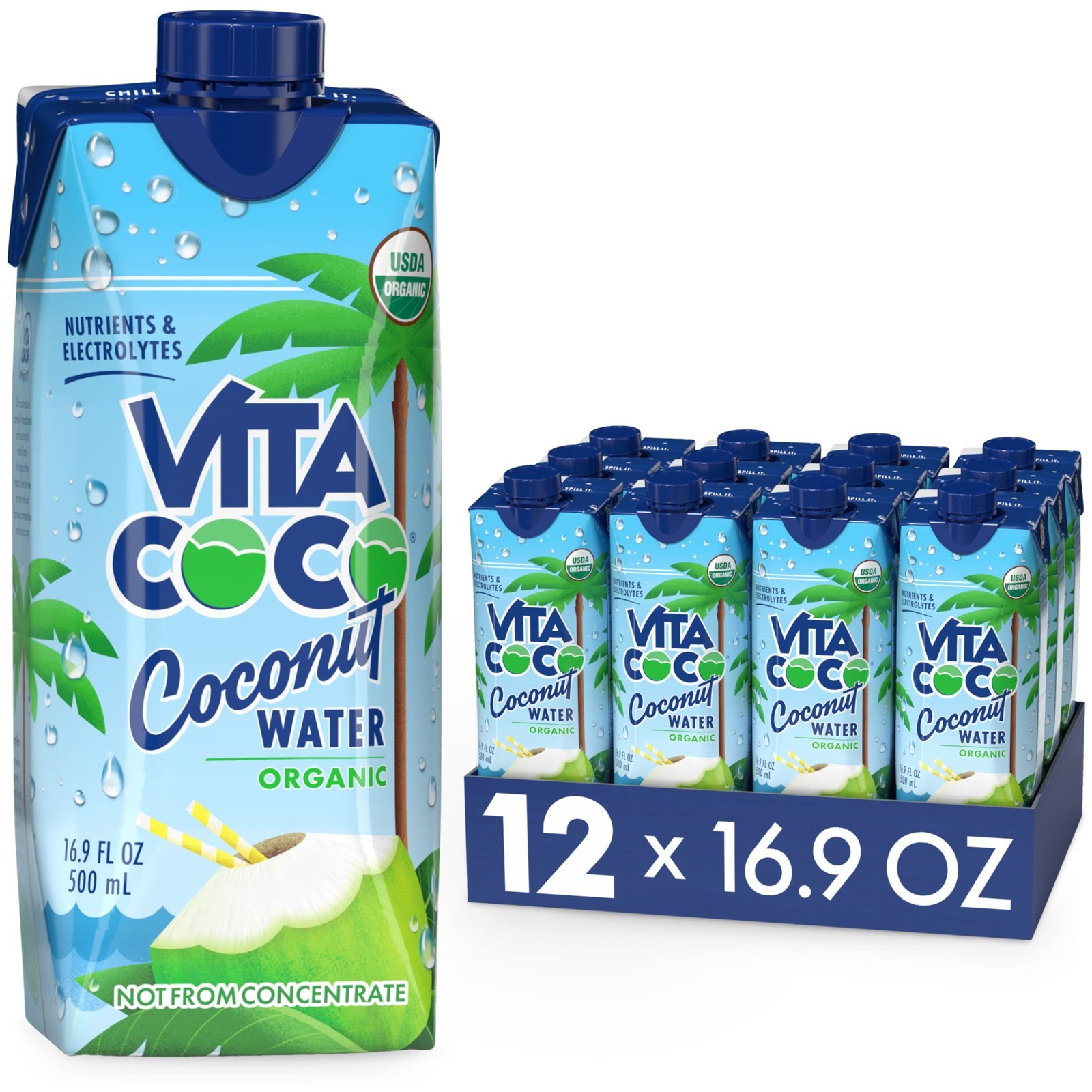 Pure Organic Coconut Water | Hydrating Electrolytes & Vital Nutrients | 12-Pack