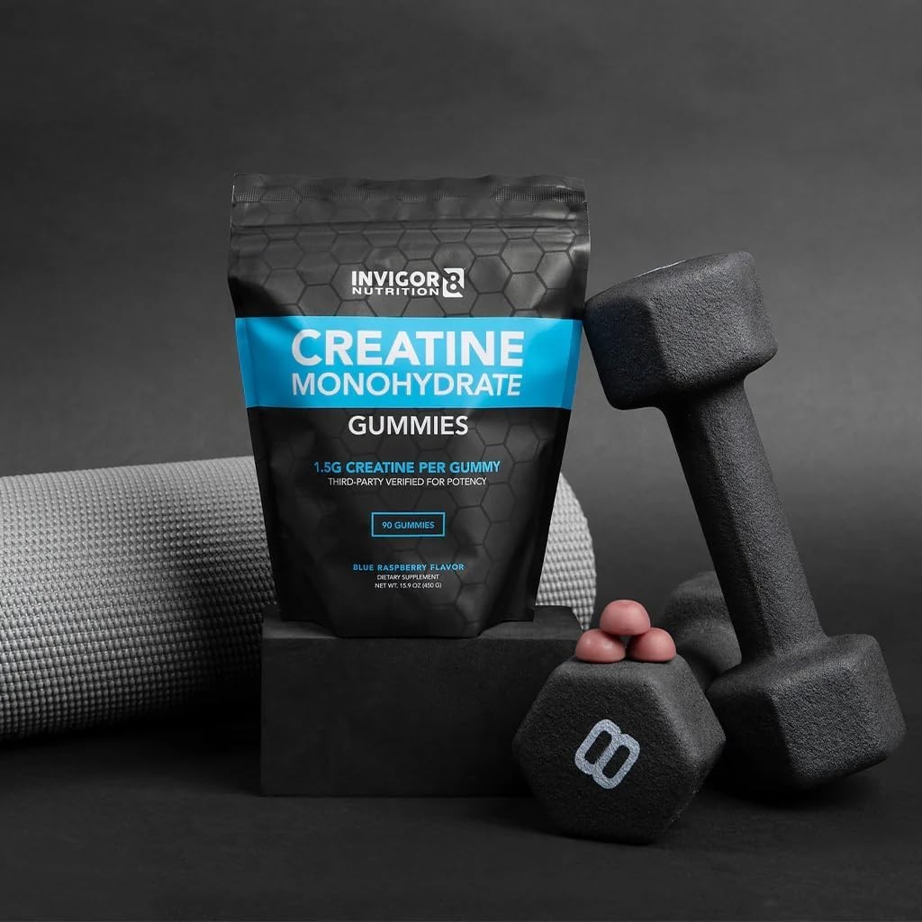 INVIGOR8 Creatine Gummies, Non GMO Creatine Monohydrate for Men and Best Creatin