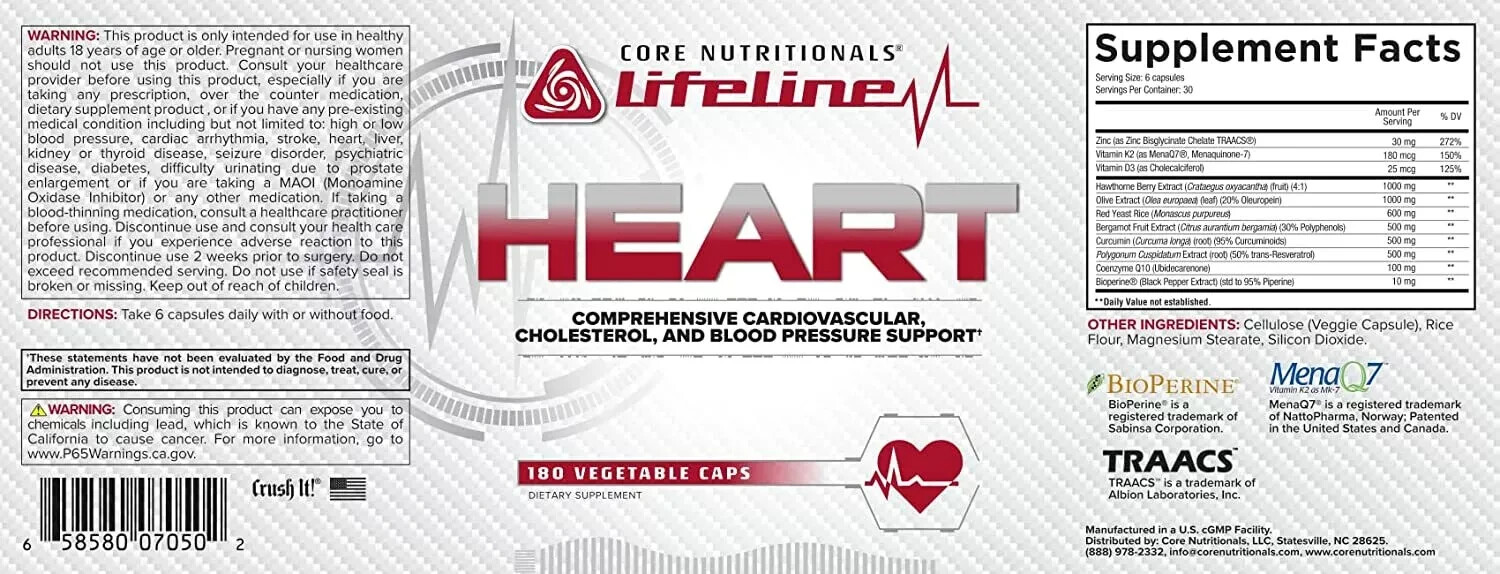 Core Nutritionals Lifeline Heart, 180 Capsules