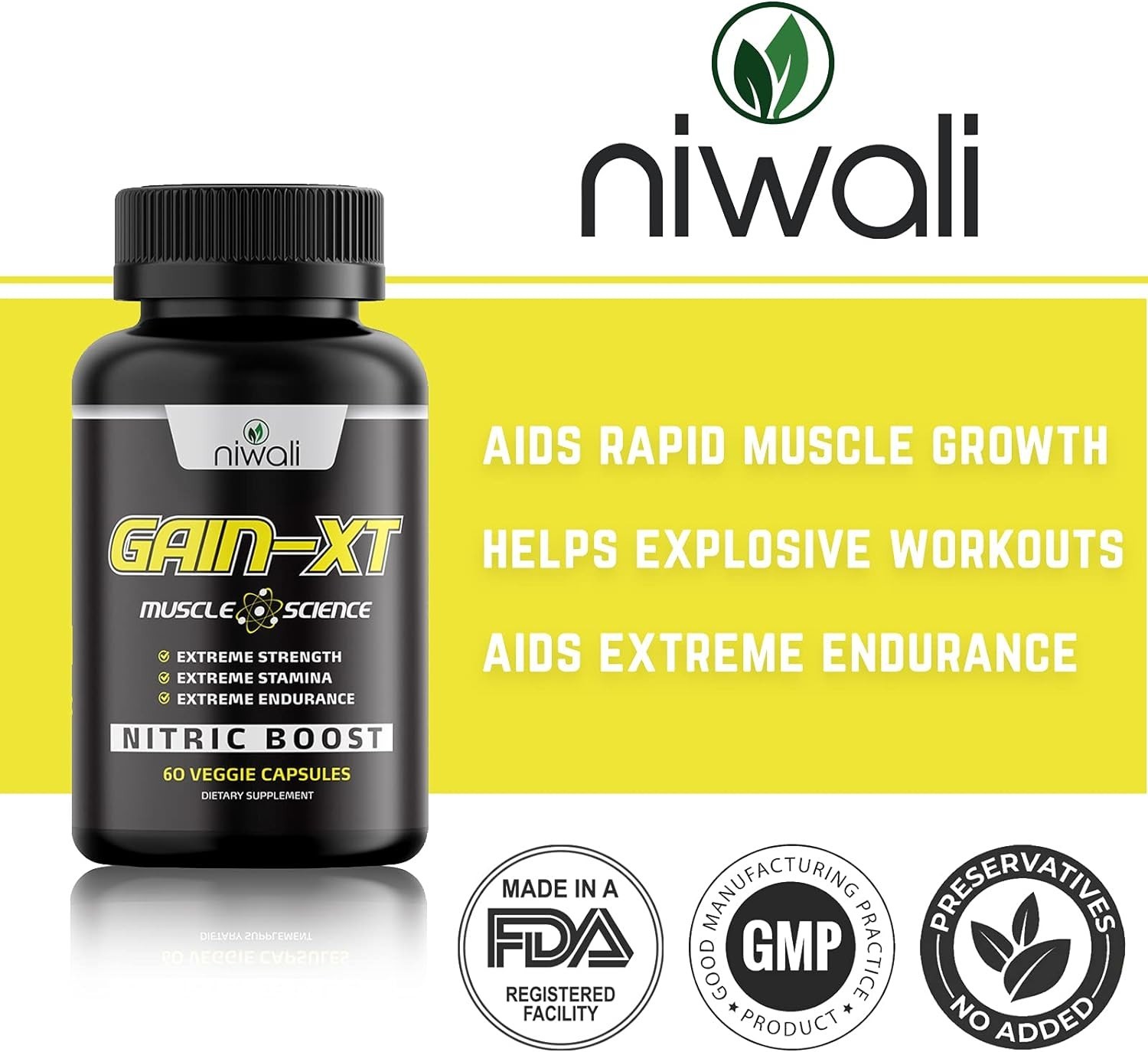Gain XT Nitric Oxide Supplement for Muscle Growth Amino Acids Support stamina