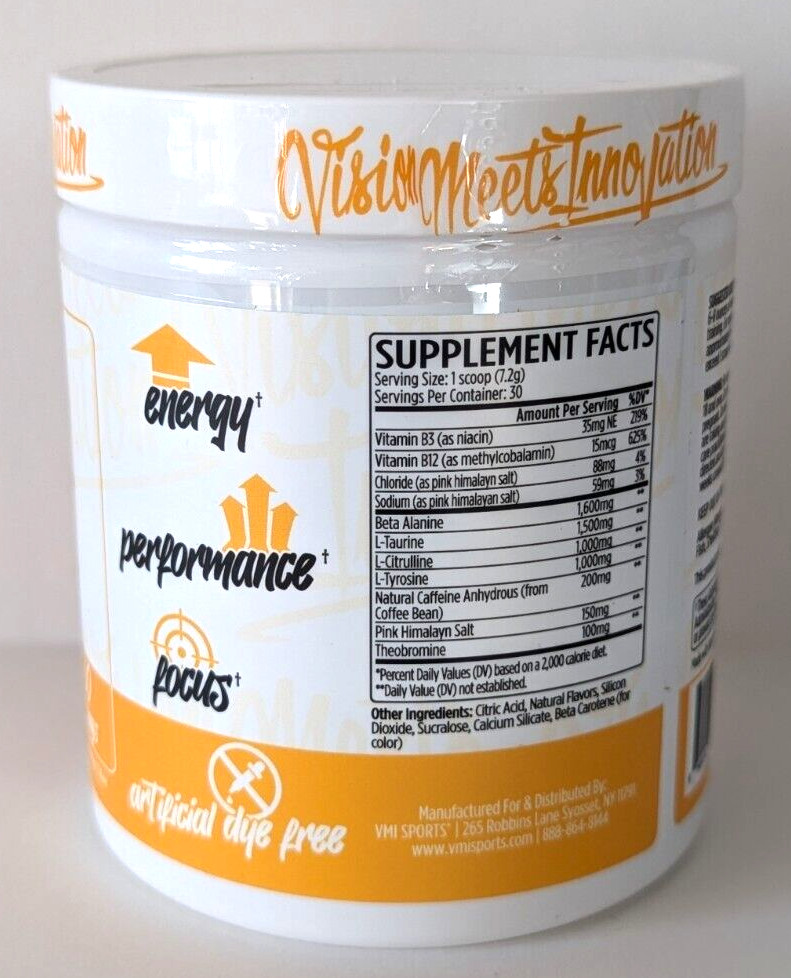 VMI Sports KXR Sport Pre-Workout, 30 Servings, Peach Mango Flavor, Exp. 9/26