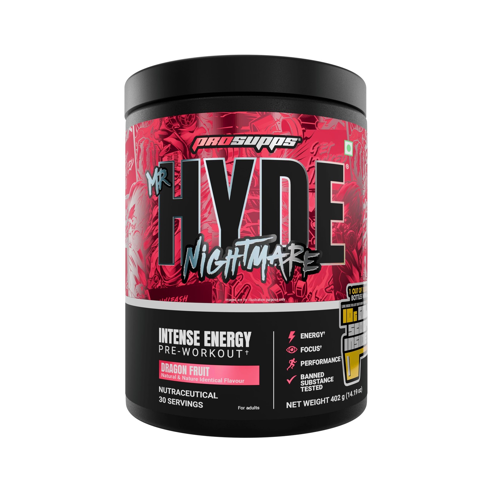 Mr Hyde Nightmare Pre Workout 396g Dragon Fruit | Energy & Focus Supplement