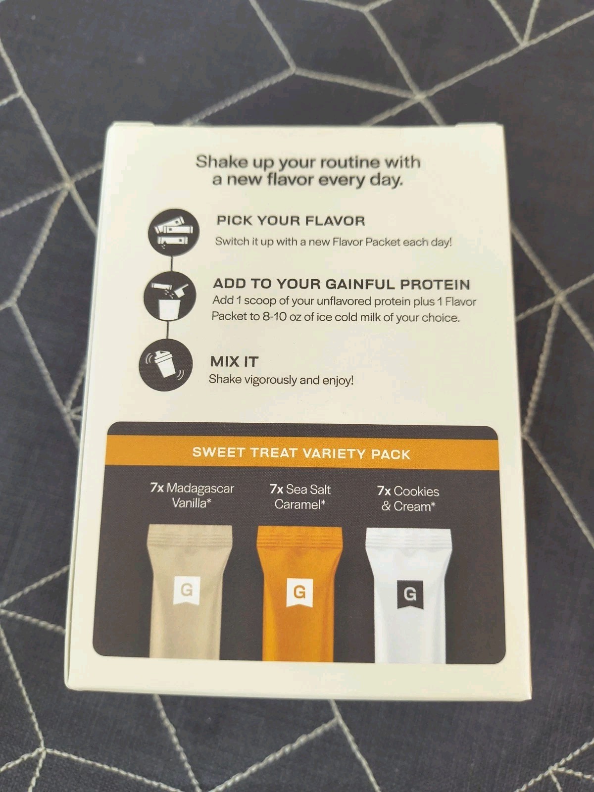 Gainful Flavor Packets 21 Packets Bb 8/28/26 Vanilla, Caramel, Cookies N Cream