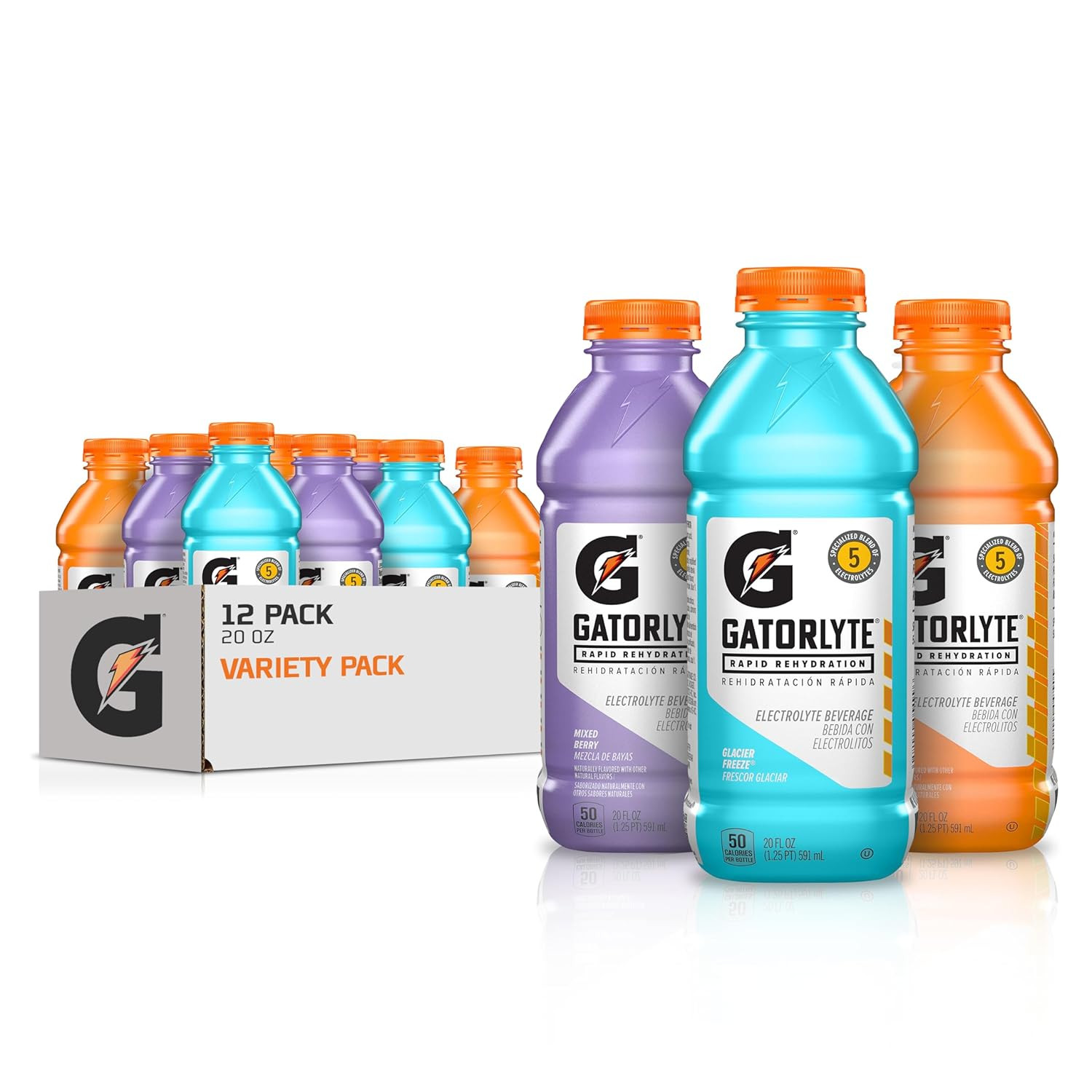 Rapid Rehydration Electrolyte Drink, 3 Flavor Variety Pack 2.0, 20 Fl Oz Bottles