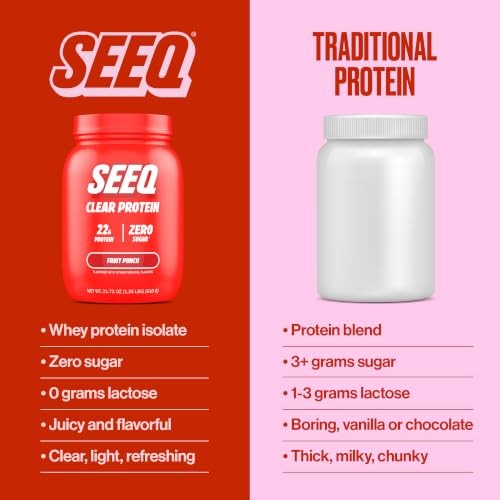 SEEQ Clear Protein Powder Fruit Punch 22 Servings Zero Sugar