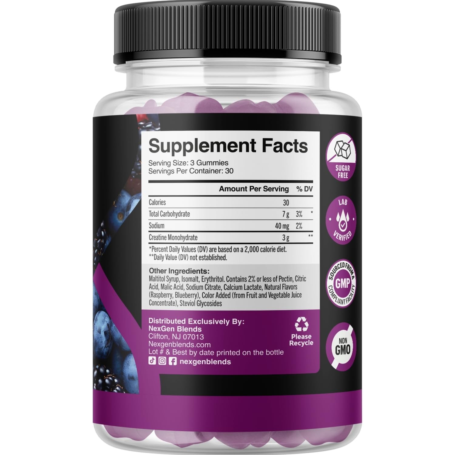 Gomitas Monohidrato De Creatina Fuerza Músculo y Energía Para Hombres y Mujeres