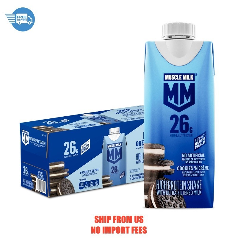 Muscle Milk 26g High Protein Shake, Cookies N Creme, Ultra- Filtered Milk 11 fl
