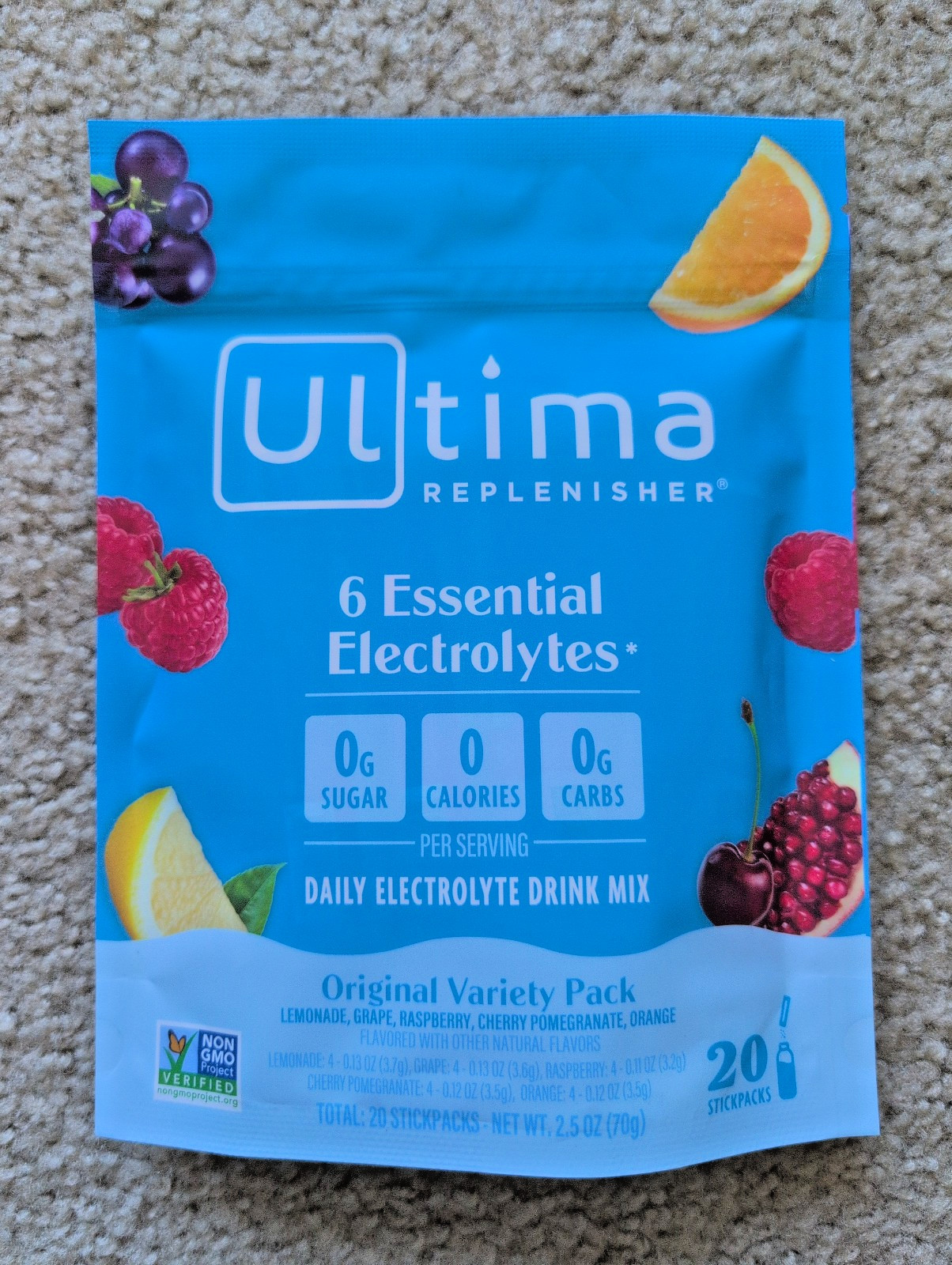 Original Variety Pack 20 Stickpacks of Ultima Replenisher Electrolyte Drink Mix
