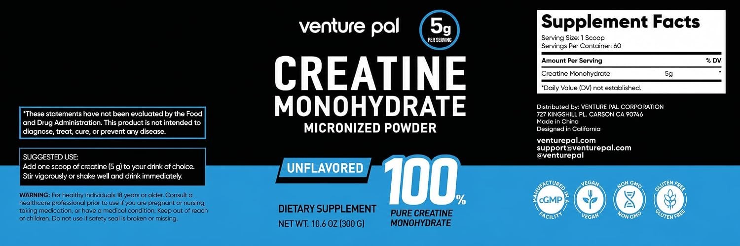Creatina Monohidratada En Polvo 5g De 60 Porciones Para Mujer Hombre Sin Sabor