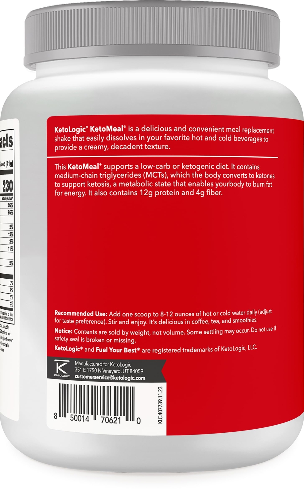 Ketologic Keto Meal Replacement Shake Powder for Optimal Results + MCT Oil + …