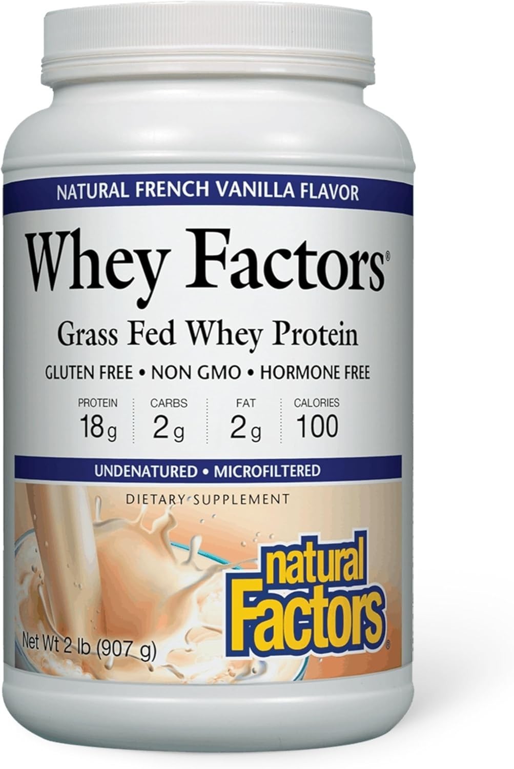 Whey Factors French Vanilla Protein – 18g Protein Per Serving, Easy Mix