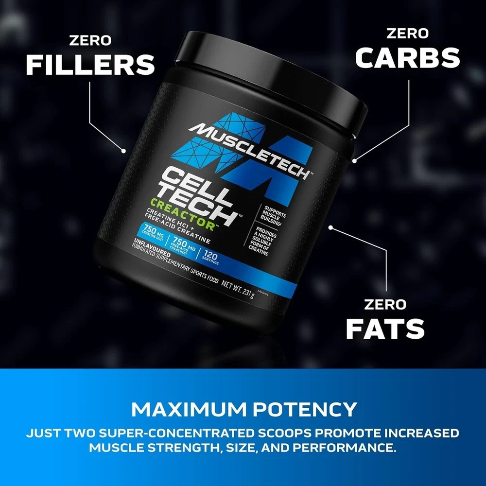 Cell-Tech Creactor Creatine HCl Powder – 120 Servings, Unflavored Muscle Builder