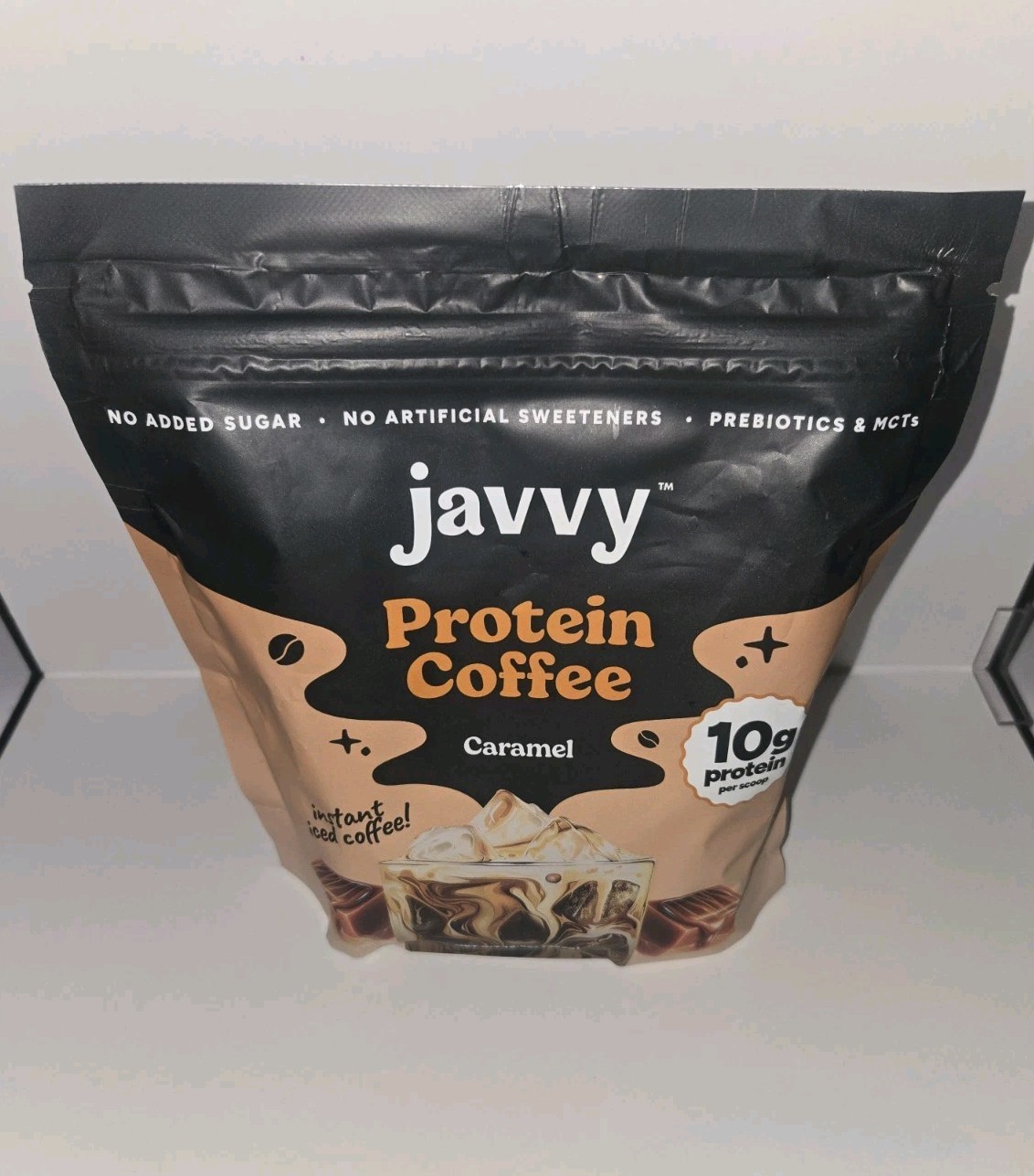 Javvy Protein Coffee Powder Caramel 12.6 oz Prebiotic MCTs Caffeine