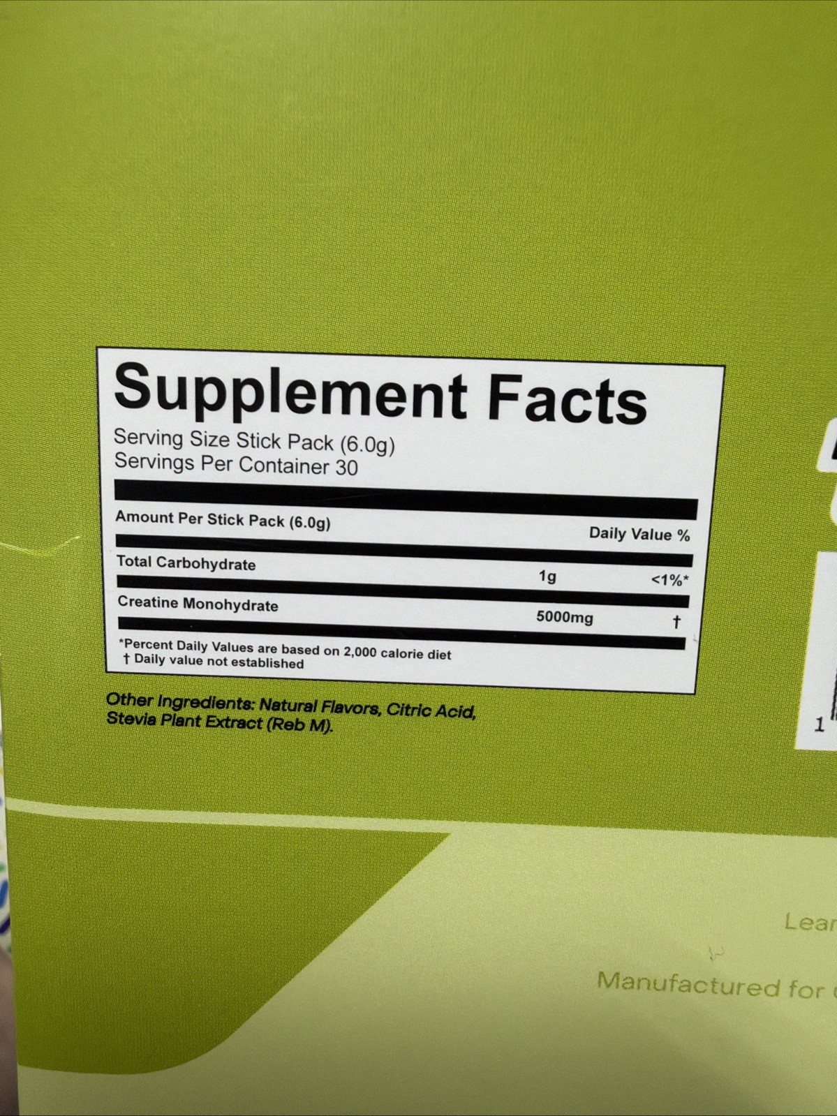 Create Creatine Monohydrate Powder Lemon Lime Dietary Supplement 30 sticks – New