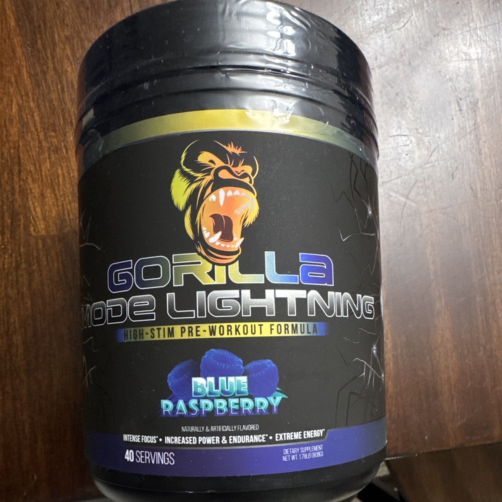 Gorilla Mind Gorilla Mode Lightning Pre-Workout Blue Raspberry 40 Servings