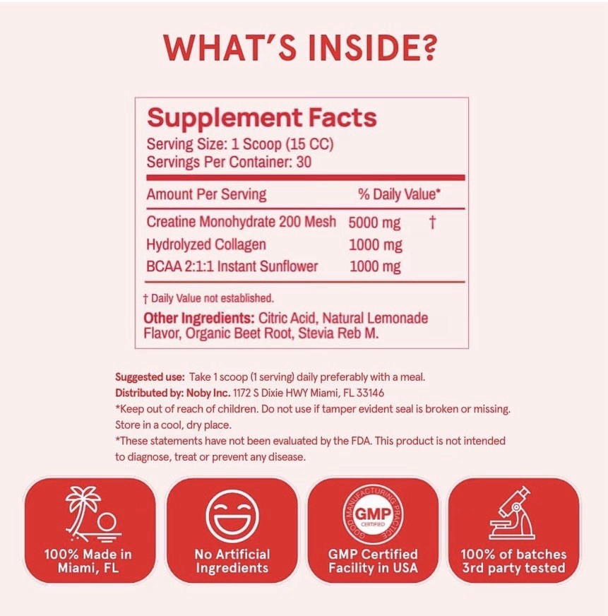 🍑Peach Perfect Creatine Collagen BCAA Unflavored Powder 30 Servings