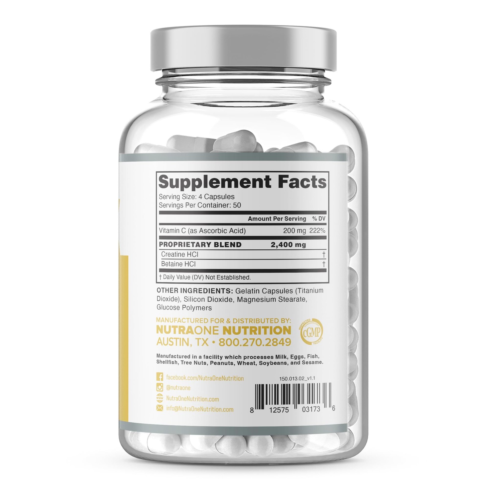 Creatine Capsules HCL to Help 200 Count (Pack of 1)