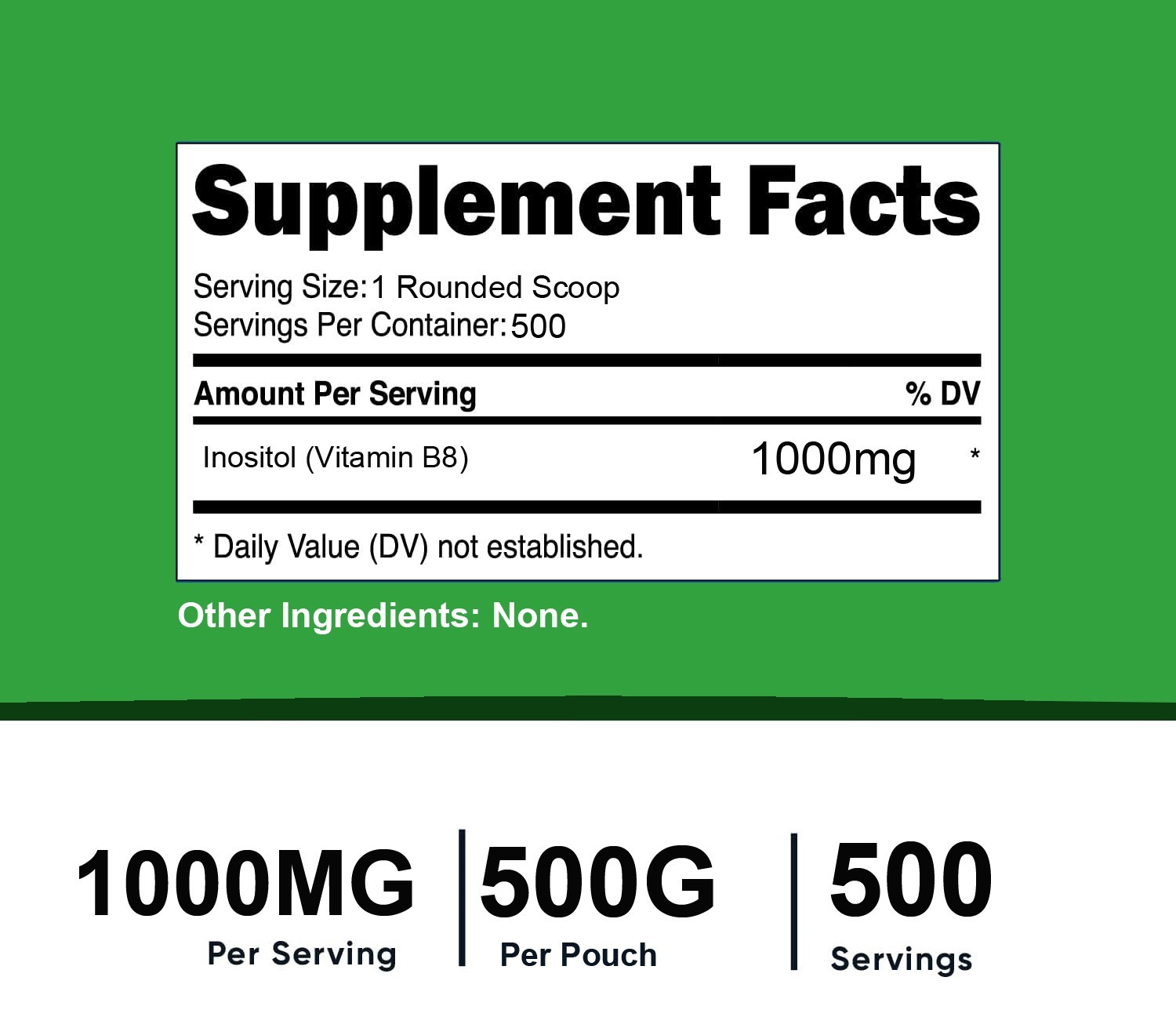 1.1lb (500g) PURE INOSITOL POWDER PHARMACEUTICAL GRADE MOOD STRESS ANXIETY