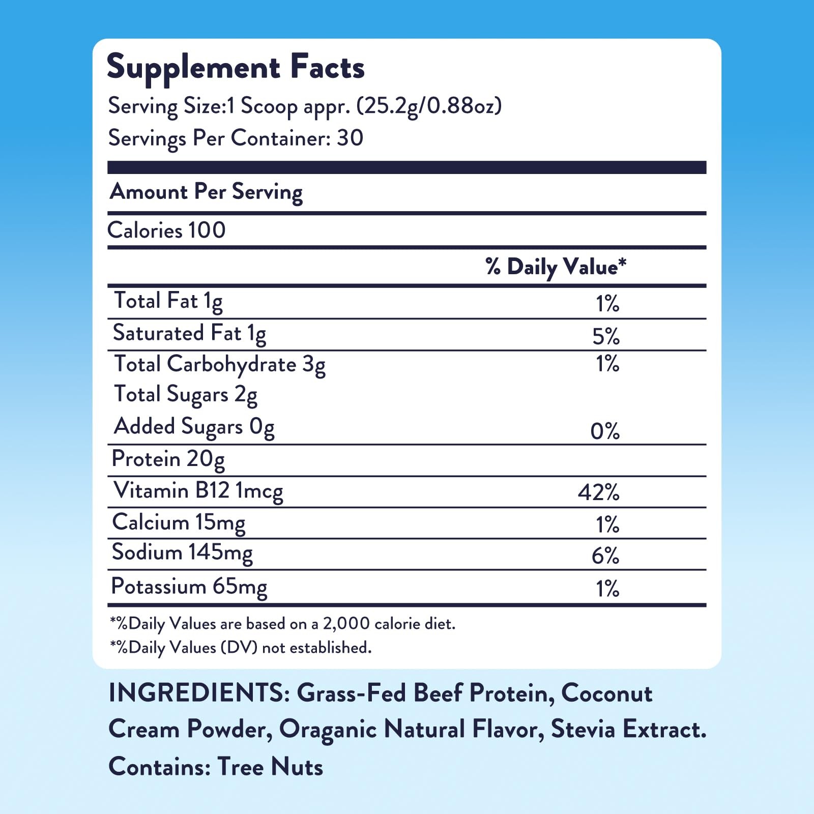Low Sugar Prime Vanilla Protein Powder 30 Servings Grass Fed Beef Isolate