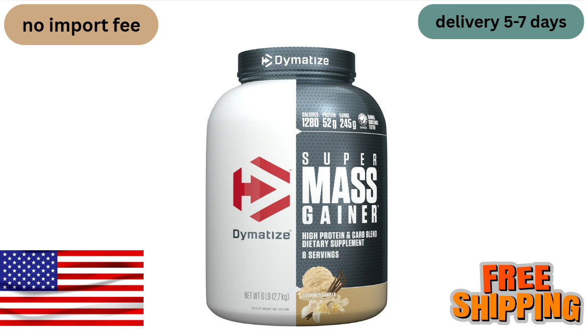 Dymatize Super Mass Gainer Protein Powder, 52g Protein, Gourmet Vanilla, 6 lbs
