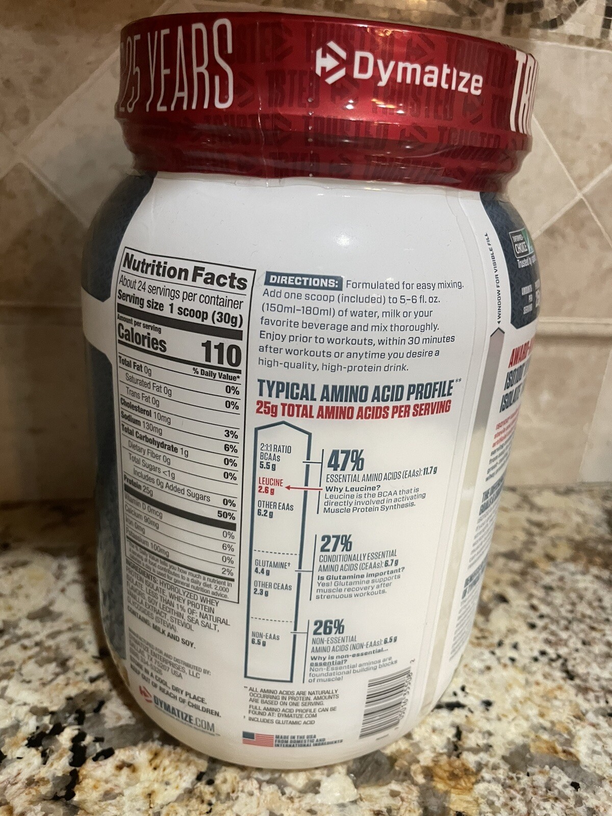 Dymatize ISO100 Hydrolyzed Whey Isolate Protein Powder, Gourmet Vanilla 1.6lb M1
