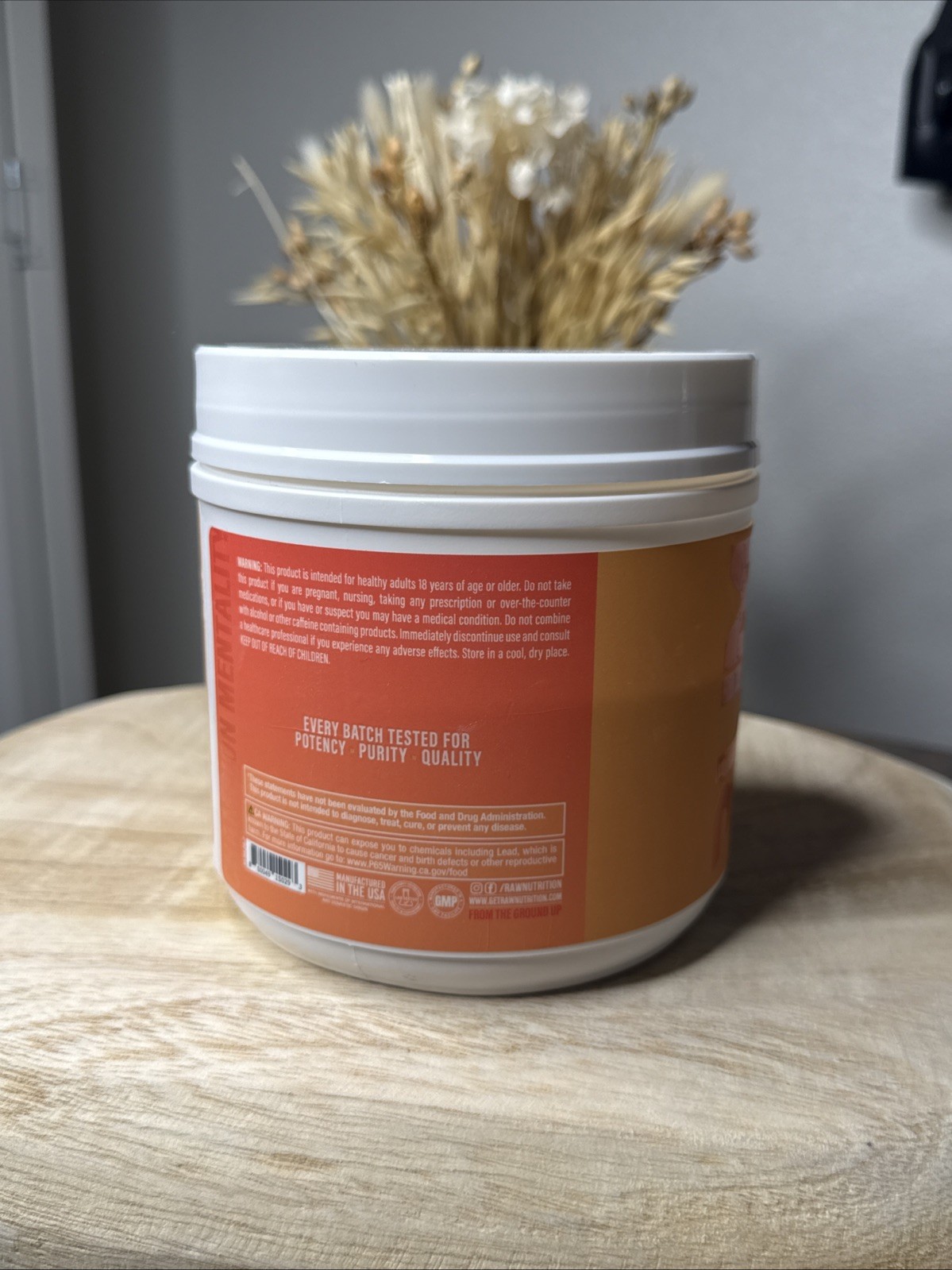 BUM Pre Workout By RAW Nutrition Orange 30 Servings 14 oz. Exp 08/2027